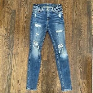 7 for All Mankind High Waist Skinny Distressed Jeans